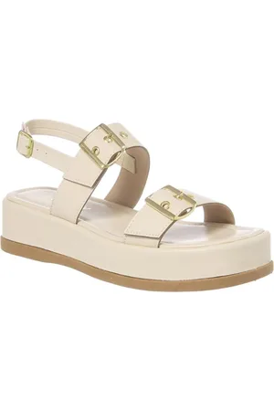 Stessy Shoes Sandália Papete Fivelas Ajustável Moda Flatform Confortável Off White
