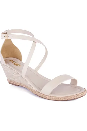 ALICIA Sandália Anabela Feminina Básica Dia a Dias Salto Alto Casual Sola Confortável Original Olzzy Off-white