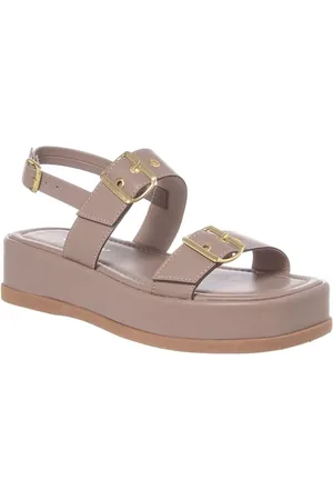 Stessy Shoes Sandália Papete Fivelas Ajustável Moda Flatform Confortável Capuccino