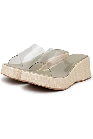 Flor da Pele Sandália Feminina Tamanco Plataforma Salto Médio 5201 Vinil Transparente