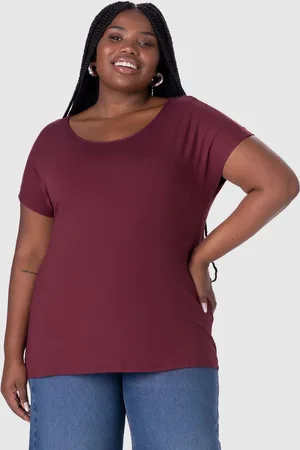 Malwee Plus Blusa Básica Feminina Plus Size Manga Japonesa Em Viscose Stretch