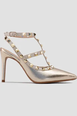 CHIBINSKI Scarpin Aberto Salto Fino Detalhes Spikes Couro CBK