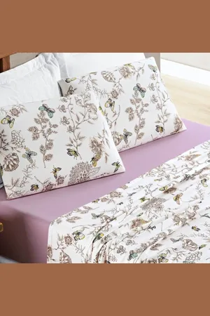 Casa Modelo Enxovais Jogo de Lençol Casal Padrão Quality Malha Algodão Estampado 4 Peças Butterfly