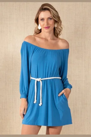 QUINTESS Vestido Com Cordel Para Amarrar Na Cintura