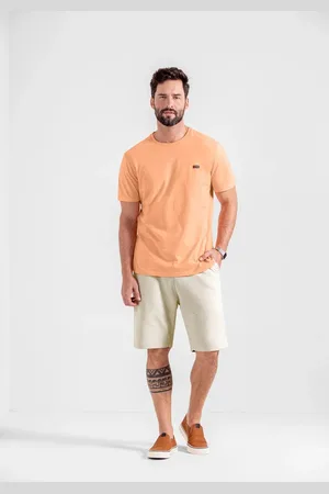 Fico Bermuda Masculina Básica em Moletom Linen com Cadarço