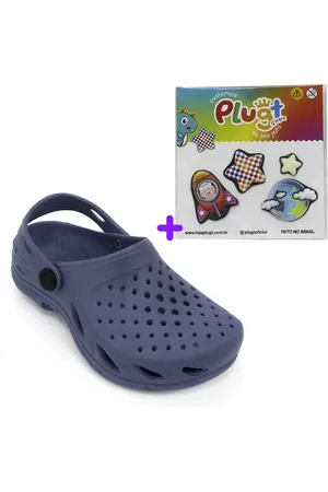 Plugt Infantil - Babuche Sandália Eco Liso Marinho Menino Cores + Cartelas de Stickers Sortidos Adesivos Personalizados