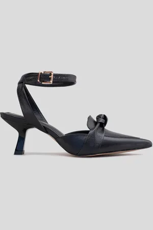 CHIBINSKI Scarpin Aberto Slingback Kitten Heels Couro CBK