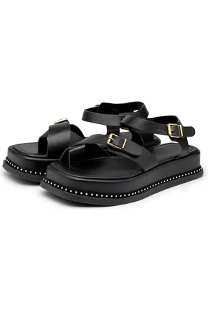 Flor da Pele Sandália Flatform Feminina Papete Tiras Fivela 23411 Preta