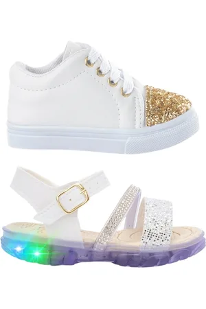 Funfy Infantil - Combo 2 Pares Tenis Sandalia LED Menina 2303A Dourado