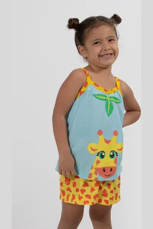 4 Estações Baby Doll Pijama Feminino Curto Estampa Girafa