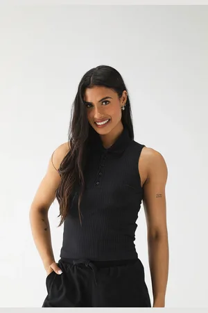 Fila Regata Canelada Ajustada Lisa Preta