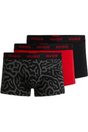 HUGO BOSS Três Cuecas Boxer De Algodão Elástico Com Cós Com Logo