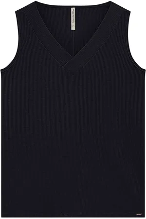 Lunender Regata Plus Size Básica Canelada com Decote V