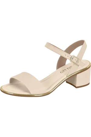 Santa Rosa Sandália Feminina Salto Bloco Grosso Off White Baixinha Confortável