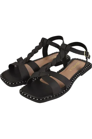 monté Sandália Rasteira Feminina Bico Quadrado Donatella Shoes Rasteirinha Rebite Trança Napa