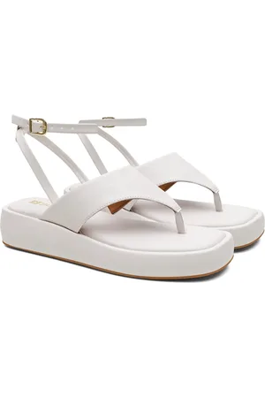 CARMELO SHOES Sandália Papete Feminina Flatform Confortável Branca Macia Fecho Fivela Regulável Casual Festa