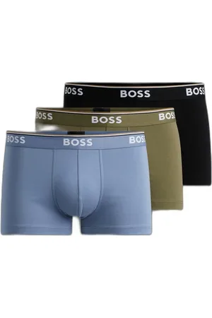 HUGO BOSS Três Cuecas Boxer De Algodão Elástico Com Cós Com Logo