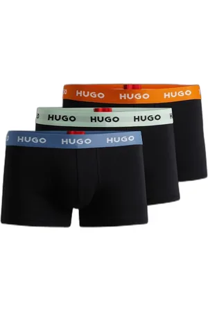 HUGO BOSS Três Cuecas De Algodão Stretch Com Cós De Logo