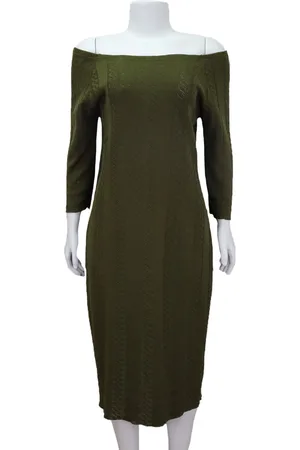 EMIGÊ Vestido Glau Três Midi Tricô Vazado Produto Gentilmente Usado
