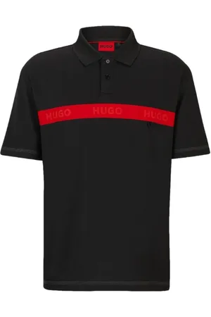 HUGO BOSS Camisa Polo Em Mistura De Algodão Com Fita Vermelha Com Logo