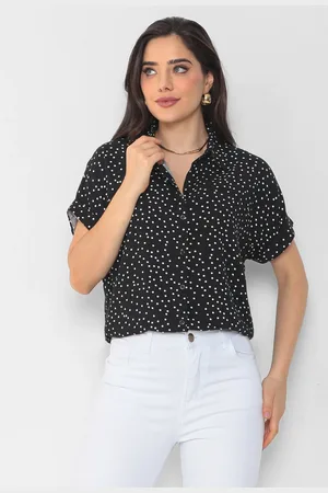 Intens Camisa Manga Curta Viscolinho Poá