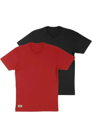 Di Nuevo Kit 2 Camisetas Flamingo Masculinas Preta e Vermelha Cotton