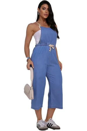 Revanche Macacão Jeans Pantacour Feminino Arniqueira