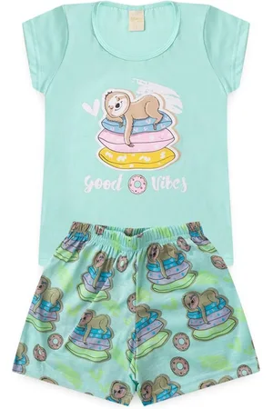 Molekada Pijama Verão Menina Blusa e Shorts Good Vibes