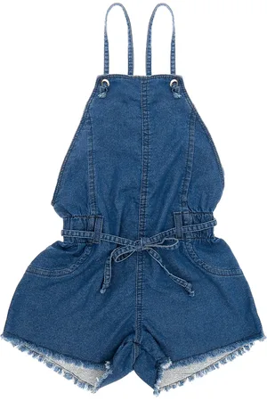 Crawling Infantil - Macaquinho Jeans Moletom Menina 4 ao 8