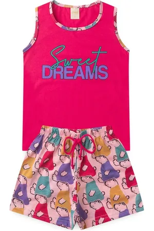 Molekada Pijama Verão Menina Magenta Regata e Shorts Sweet Dreams