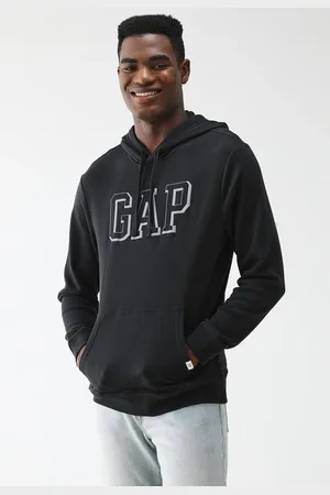 GAP Blusa de Moletom Flanelada Fechada Logo Preta