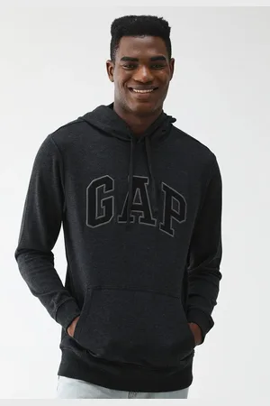 GAP Blusa de Moletom Flanelada Fechada Logo Grafite