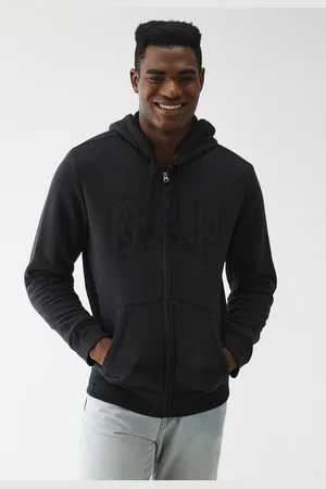 GAP Blusa de Moletom Flanelada Aberta Logo Preta
