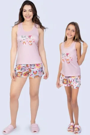 diRavena Babydoll Mãe e Filha Regata Coleção 2025 - - Rosa - 5578