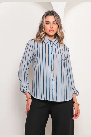Crorela Camisa Listrada Cinza Marinho