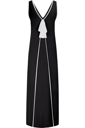 LEZ A LEZ Vestido Longo Bicolor em Crepe com Laço
