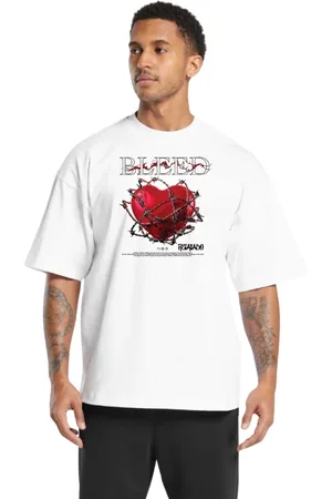 Relaxado Camiseta Oversized Streetwear Masculina de Algodão com Gola Redonda para Academia e Esportes