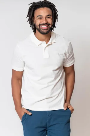 Polo Wear Polo Masculina Meia Malha Off White