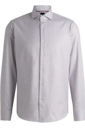 HUGO BOSS Camisa Regular-Fit Em Sarja De Algodão Estruturada