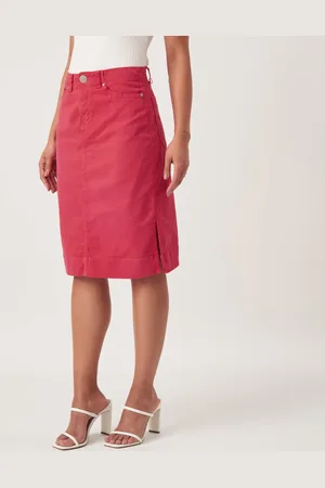 Bloom Saia Jeans Color Confort Fendas Laterais Pimenta