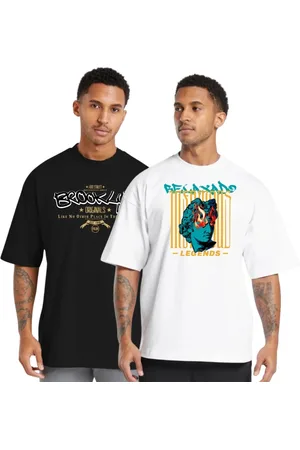 Relaxado Camiseta Oversized Algodão com Gola Redonda, Ideal para Academia, Treino e Esportes, Kit 2 unid