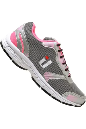 OUSY SHOES Tênis Casual Feminino Caminhada Academia Super Leve Macio Confortável Cinza e Rosa
