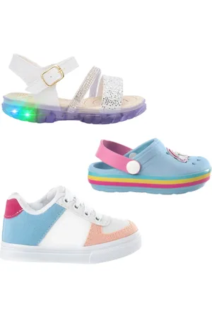 Funfy Infantil - Kit 3 Pares Menina Tenis Babuche e Papete LED Nude