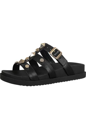 Gigil Sandália Feminina Papete Flatform Rasteira Tachas