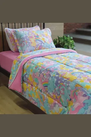 Casa Modelo Enxovais Edredom Solteiro Liverpool Dupla Face Malha Estampada 3 Peças Unicornio