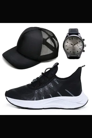 OUSY SHOES Tênis Casual Esportivo Unissex Super Confortável Mais Boné e Relógio Brinde