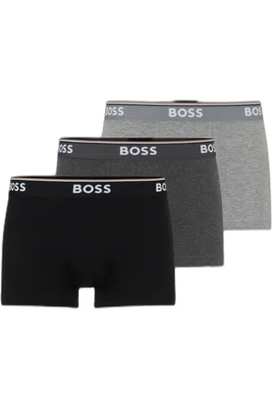 HUGO BOSS Conjunto De Três Boxers De Algodão Stretch Com Logo Na Cintura