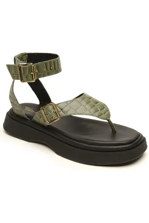 FRANCA Sandália Flatform Couro Feminina Dedo Ajuste Confortável