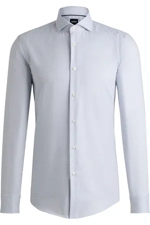 HUGO BOSS Camisa Slim-Fit Em Mistura De Algodão Estruturado
