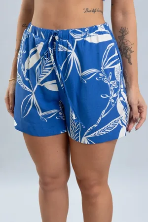 Lemier Jeans Shorts De Viscose Verão Floral Feminino Lemier Collection